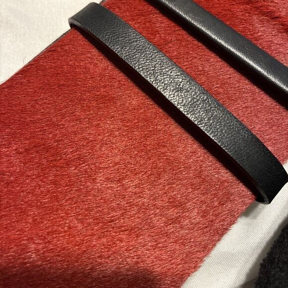 gerard darel RARE Wine Red Fur Leather Chunky Belt